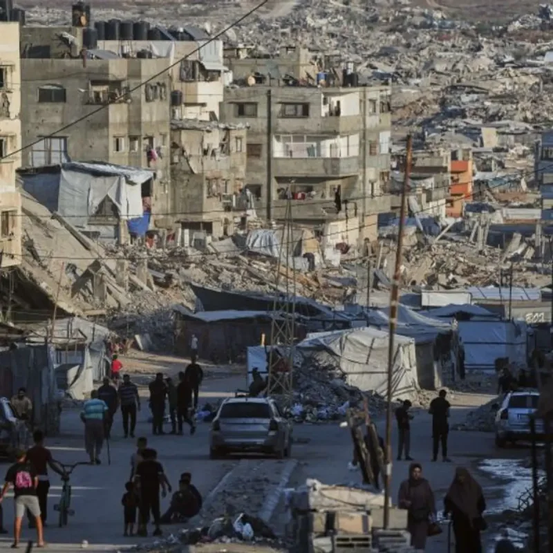 Destroyed buildings and infrastructure in Gaza
