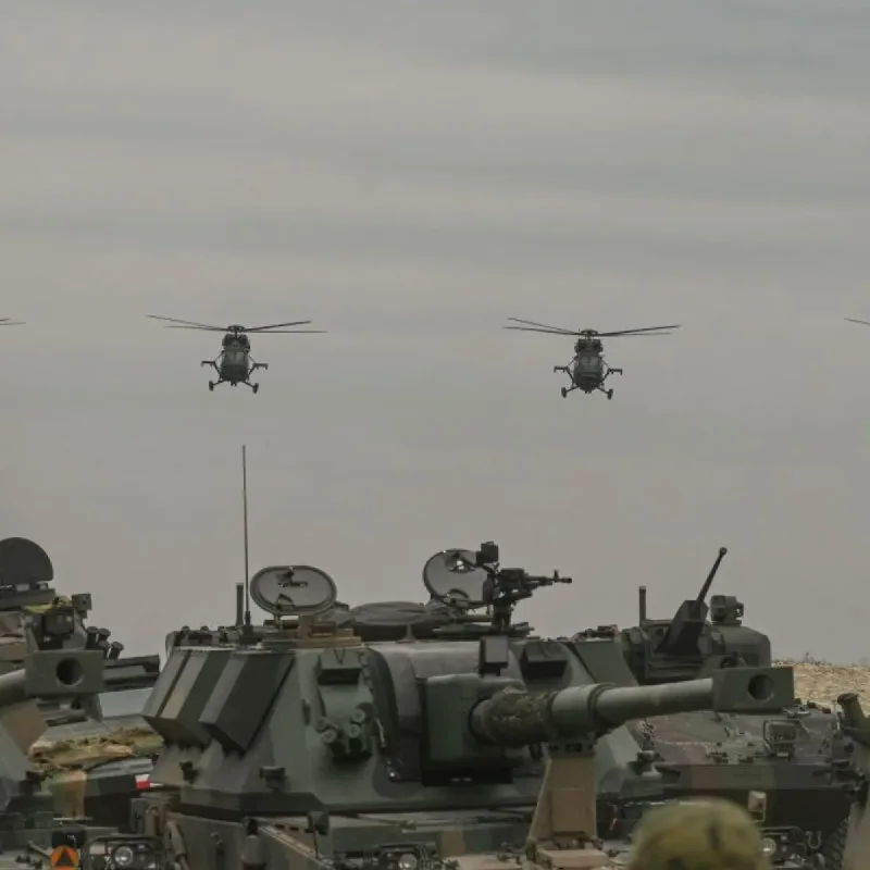 Soldiers from European nations participating in multinational military exercises in Poland