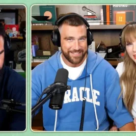 Kelce Brothers Host Live 'New Heights' Podcast in Los Angeles with World Cup Theme