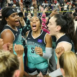 WNBA Finals Game 1: teams briefly absent during national anthem