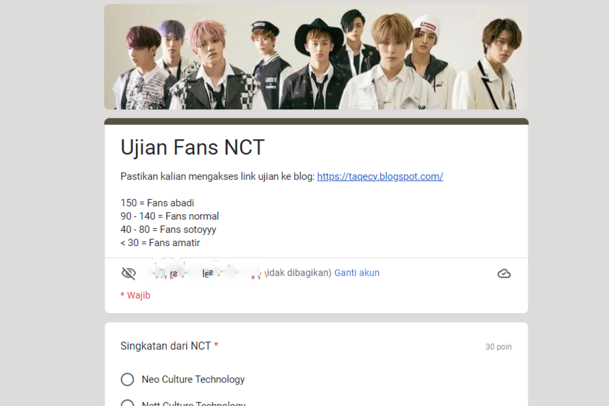 Seberapa Dekat dengan NCT? Link Ujian NCT 2023 Viral Khusus Untuk Fans Saja! Masih ada yang Salah Jawab Aja Nih