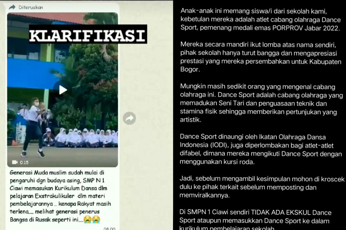 Video Siswa Dansa di SMPN1 Ciawi Disebut Merusak Generasi Bangsa, Merupakan Atlet Dance Sport Pemegang Medali Emas Pertama di Provinsi Jabar?