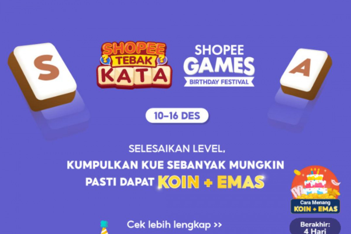 Kunci Jawaban Shopee Tebak Kata Tantangan Harian, Hari Ini Selasa, 13 Desember 2022 - Masih 12.12 Nih Ayo Klaim Gratis Ongkir!