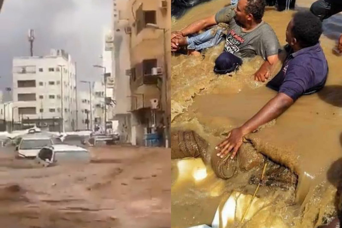 Viral Banjir Bandang Menghantam Arab Saudi Mekkah, Puluhan Mobil Hanyut Hingga Menumpuk Bak Membuat Gunungan