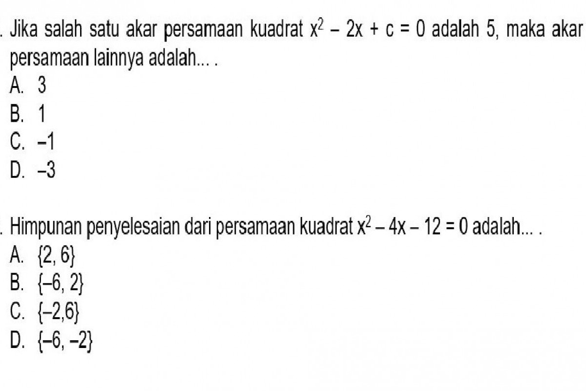 Kunci Jawaban dan 20 Soal Matematika SMP/MTs Kelas 9 Bab 1-2 Semester 1, Persiapan PAS